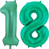 Folieballon 18 jaar metallic groen 86cm
