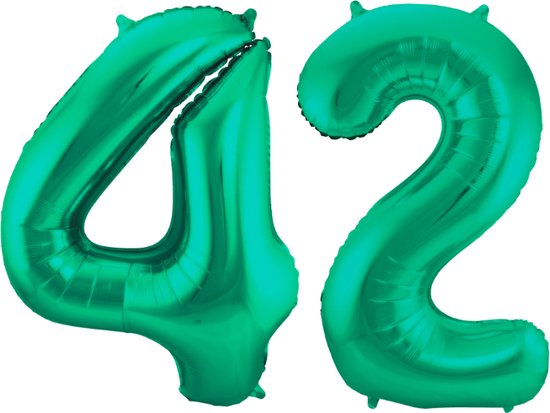 Folieballon 42 jaar metallic groen 86cm