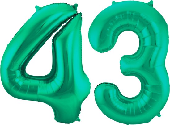 Folieballon 43 jaar metallic groen 86cm