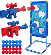 Speelgoedpistool, schuim-blasterset, outdoor spelletjes voor jongens en kinderen, 2 popper pistool, 24 schuimballen, doelschijf, geschenken voor 6 7 8 9 10+, binnen en buiten