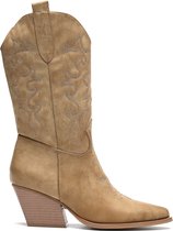 SmileFavorites® Dames Cowboylaarzen met Hak  - Imitatieleer - Khaki - Maat 36