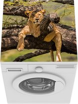 Wasmachine beschermer mat - Leeuw - Boom - Bruin - Breedte 60 cm x hoogte 60 cm