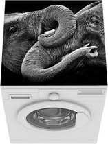 Wasmachine beschermer mat - Olifant - Dieren - Zwart - Wit - Breedte 60 cm x hoogte 60 cm