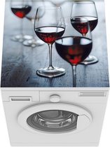 Wasmachine beschermer mat - Vier glazen rode wijn - Breedte 60 cm x hoogte 60 cm