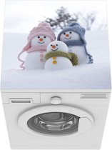 Wasmachine beschermer mat - Een familie van kerstpoppen op het besneeuwde landschap - Breedte 60 cm x hoogte 60 cm