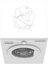 Wasmachine beschermer mat - Knuffel - Line art - Koppel - Breedte 60 cm x hoogte 60 cm