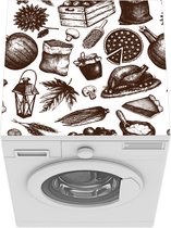 Wasmachine beschermer mat - Herfst - Eten - Vintage - Patronen - Breedte 60 cm x hoogte 60 cm