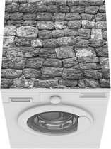 Wasmachine beschermer mat - Kalkstenen muur, zwart-wit - Breedte 60 cm x hoogte 60 cm