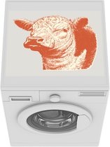 Wasmachine beschermer mat - Vintage illustratie van een koe - Breedte 55 cm x hoogte 45 cm