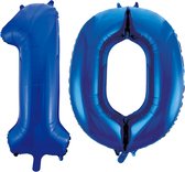 Cijfer folie ballonnen 10 blauw.