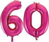 Folie cijfer ballonnen  pink roze 60.