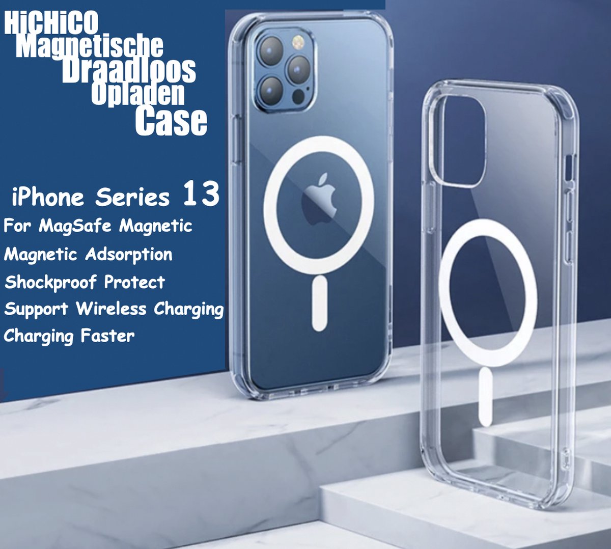 Luxury iPhone 13 Pro Max Hoesjes - Schokbestendig Etui Acryl Cover Clear Case Voor Apple iPhone 13 Pro Max - Magsafe Cover Gevallen Draadloze Magnetische doorzichtig - Magnetische Draadloos Opladen Case - iPhone 13 Pro Max ---- HiCHiCO