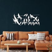 Wanddecoratie | Birds on Branch decor | Metal - Wall Art | Muurdecoratie | Woonkamer |Wit| 75x35cm