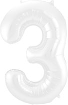 Folieballon 3 jaar metallic wit 86cm