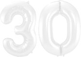 Folieballon 30 jaar metallic wit 86cm