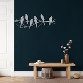 Wanddecoratie | Vogels / Birds decor | Metal - Wall Art | Muurdecoratie | Woonkamer |Zilver| 118x42cm