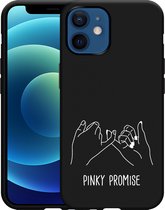 iPhone 12/12 Pro Hoesje Zwart Pinky Promise - Designed by Cazy