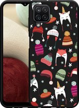 Galaxy A12 Hoesje Zwart Winter Hats - Designed by Cazy