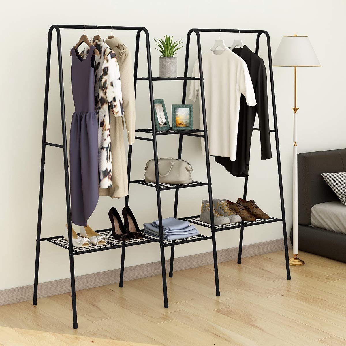 YOYIAG Closet Organizer Hanging Clothes Rack 4 Levels for Hanging
