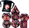 Afbeelding van het spelletje Blazium - DnD dice set - Inclusief velvet bewaarzakje - Red & Black - Dungeons and Dragons dobbelstenen