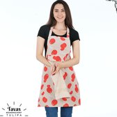 Tulipa Keukenschort met Handdoek |  Tomaten | Kookschort - 55 x 75cm | Handdoek - 30 x 50 | Keukenschort dames | Keukenschort voor vrouwen | Katoen