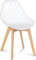 Moderne Scandinavische opengewerkte stoel op beukenhouten poten, stijlvol wit YE-01 / type 007
