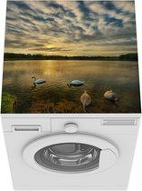 Wasmachine beschermer mat - Zwanen - Zonsondergang - Wolken - Breedte 60 cm x hoogte 60 cm