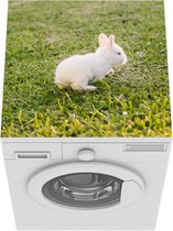 Wasmachine beschermer mat - Konijn - Baby - Wit - Gras - Breedte 60 cm x hoogte 60 cm