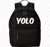 YOLO Fashion Backpack - Rugtas - Zwart - Unisex - 18 liter - You Only Live Ones - Leuke | grappige rugtas - Quotes - Kwoots - Geniet van het leven - Carpe Diem