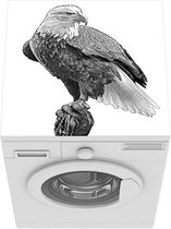 Wasmachine beschermer mat - Illustratie van een Amerikaanse zeearend - zwart wit - Breedte 60 cm x hoogte 60 cm