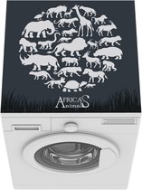 Wasmachine beschermer mat - de Big Five tussen de Afrikaanse dieren - Breedte 60 cm x hoogte 60 cm