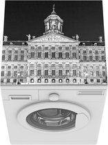 Wasmachine beschermer mat - Het paleis op de Dam in de avond - Amsterdam - zwart wit - Breedte 60 cm x hoogte 60 cm