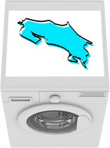 Wasmachine beschermer mat - Illustratie van Costa Rica in het blauw met een zwarte rand - Breedte 55 cm x hoogte 45 cm