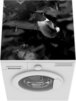 Wasmachine beschermer mat - Gouden kolibrie omringd door vlinders - zwart wit - Breedte 60 cm x hoogte 60 cm