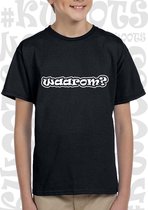 WAAROM? uniseks kids T-shirt - Zwart - Maat 116 - 5/6 jarigen - Korte mouwen - Ronde hals - Normale pasvorm - Voor zowel jongens als meisjes - leuke | grappige shirtjes - Original