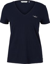 Tom Tailor T-shirt T Shirt Met V Hals  1030470xx71 10668 Dames Maat - XS