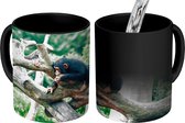 Magische Mok - Foto op Warmte Mok - Jonge chimpansee in de jungle - 350 ML - Uitdeelcadeautjes