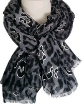 Dames Sjaal Leopard Zwart-Goud kleurig print, Viscose/ Katoen Langwerpige sjaal - Leopard Shawl - Omslagdoek - Voor vrouwen cadeau sjaal