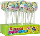 Funlab Unicorn lolly 60 gram - 24 stuks - Display - Lolly - Lollipops - kindertraktatie - trakteren - jongens & meisjes - ZONDER AZO KLEUREN