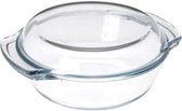 Glazen ronde ovenschaal met deksel 25 cm - Ovenschalen/braadslede - Ovenschotel schalen met deksel - Bakvorm