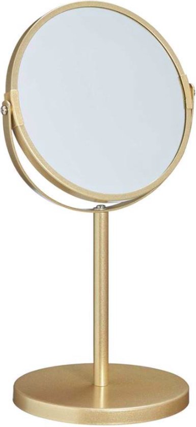 Ronde spiegel op / make up / mat goud staand 18 x 13 x 33 cm /... | bol.com