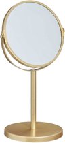 Ronde spiegel op voet / make up spiegel / mat goud / staand / 18 x 13 x 33 cm / badkamer / toilet