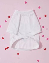 T-shirt met hartjesprint voor honden en katten - Valentijnsdag - Trouwen - Verloving - Wit met Rood en Roze - Dierenkleding