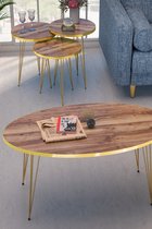 Bijzettafel- Bijzettafel rond - Salontafel hout - Bijzet tafel - Set van 4 - Bruin
