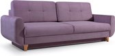 InspireMe- 3-zitsbank van Velvet voor woonkamer, slaapbank, sofa met slaapfunctie en opbergruimte, moderne bank, 3-zits - 232x91x89 cm, 200x142cm - SAPHIR (Lavendel)