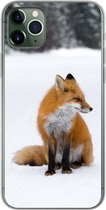 Geschikt voor iPhone 11 Pro Max hoesje - Vos - Sneeuw - Winter - Siliconen Telefoonhoesje