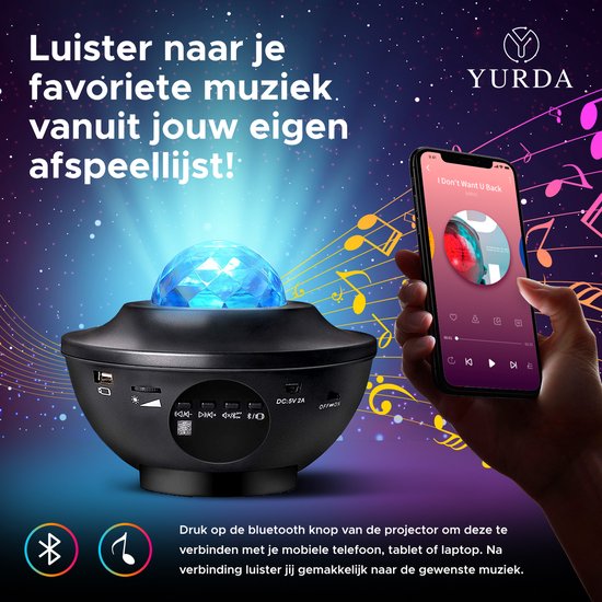 YURDA Originele sterren projector - Galaxy projector - Sterrenhemel - 2 Jaar garantie - Bluetooth