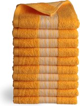 Bol.com Luxe handdoek set - 10 delig - 50x100 cm - geel - wooden tree - jacquard geweven - 100% katoen - extra zacht badstof - h... aanbieding