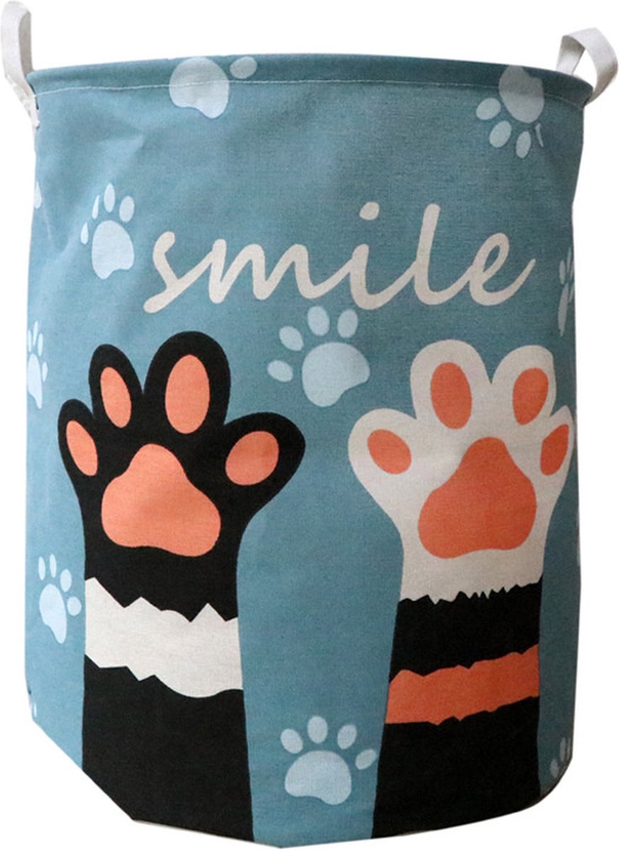 Opbergmand kinderkamer speelgoed - Smile Wasmand - Opbergmand met touw handgrepen - Wasmand voor Kinderkamer of Babykamer - Canvas - Opbergzak Speelgoed - Cadeau Kinder Kamer