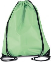 Sport gymtas/draagtas in kleur lichtgroen met handig rijgkoord 34 x 44 cm van polyester en verstevigde hoeken